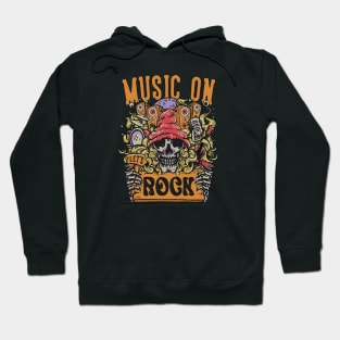 Skull & Roll: Let's Rock with Music Doodles Vintage Tee Hoodie